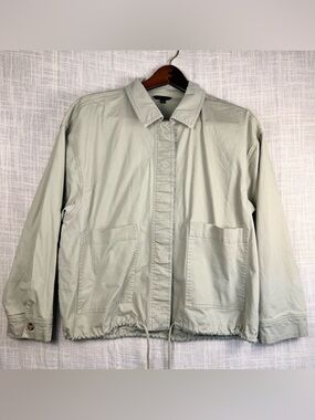 Frye Sage Green Jacket Large Minimalist Utility Cotton Drawstring Hem